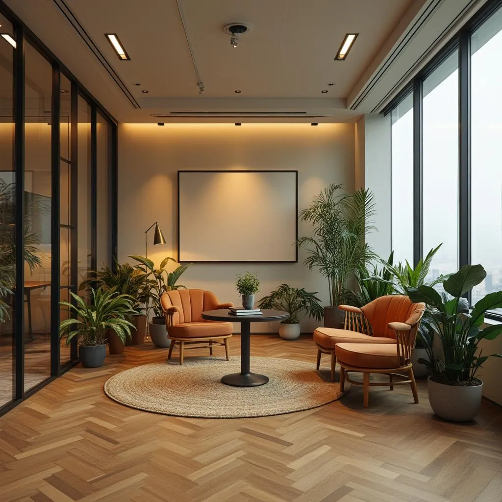 Bureau de coaching avec ambiance chaleureuse et inspirante
